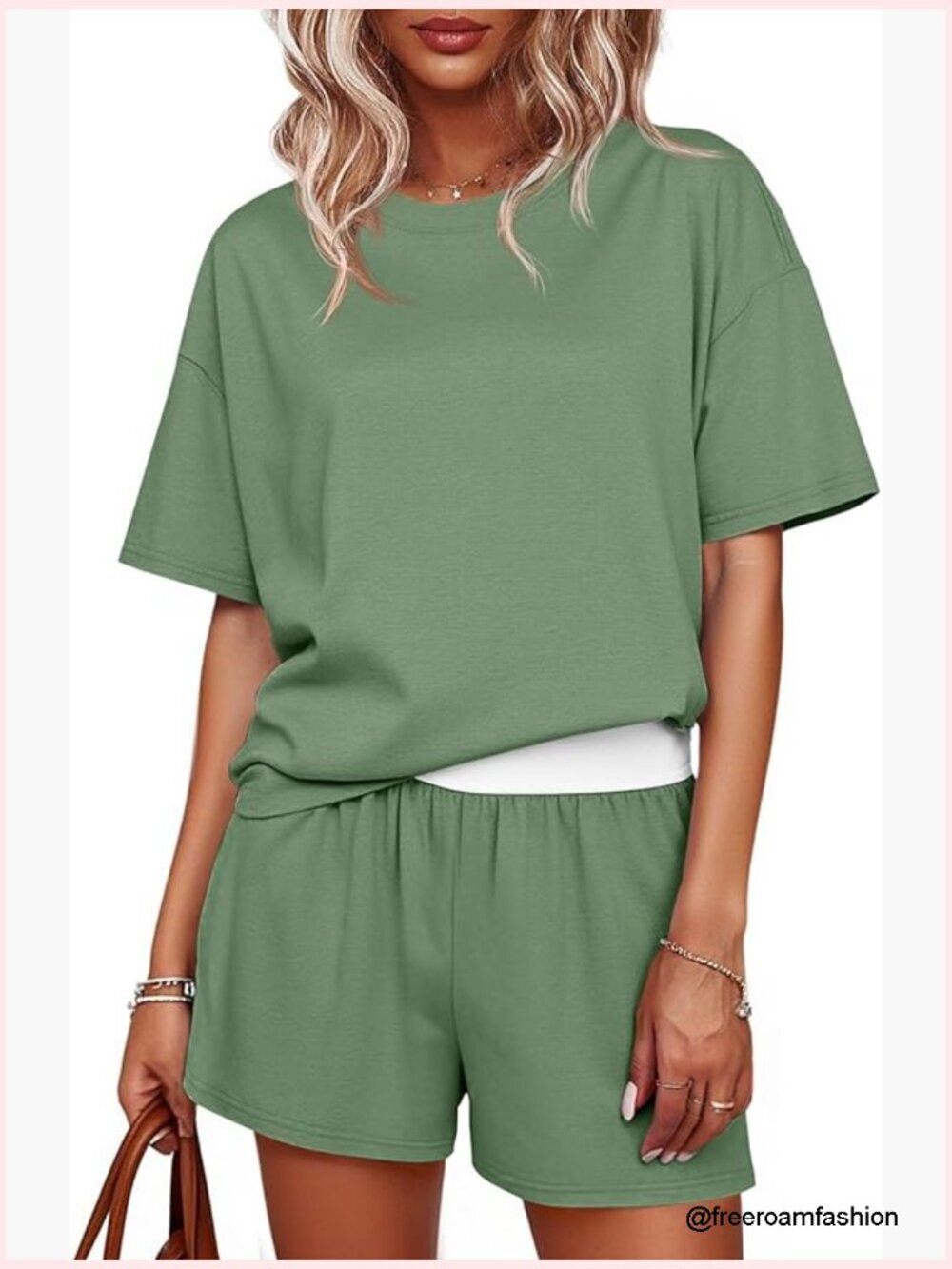 2 Piece Short Set - Short Sleeve Tee & Elastic Waist Shorts - Summer Lounge